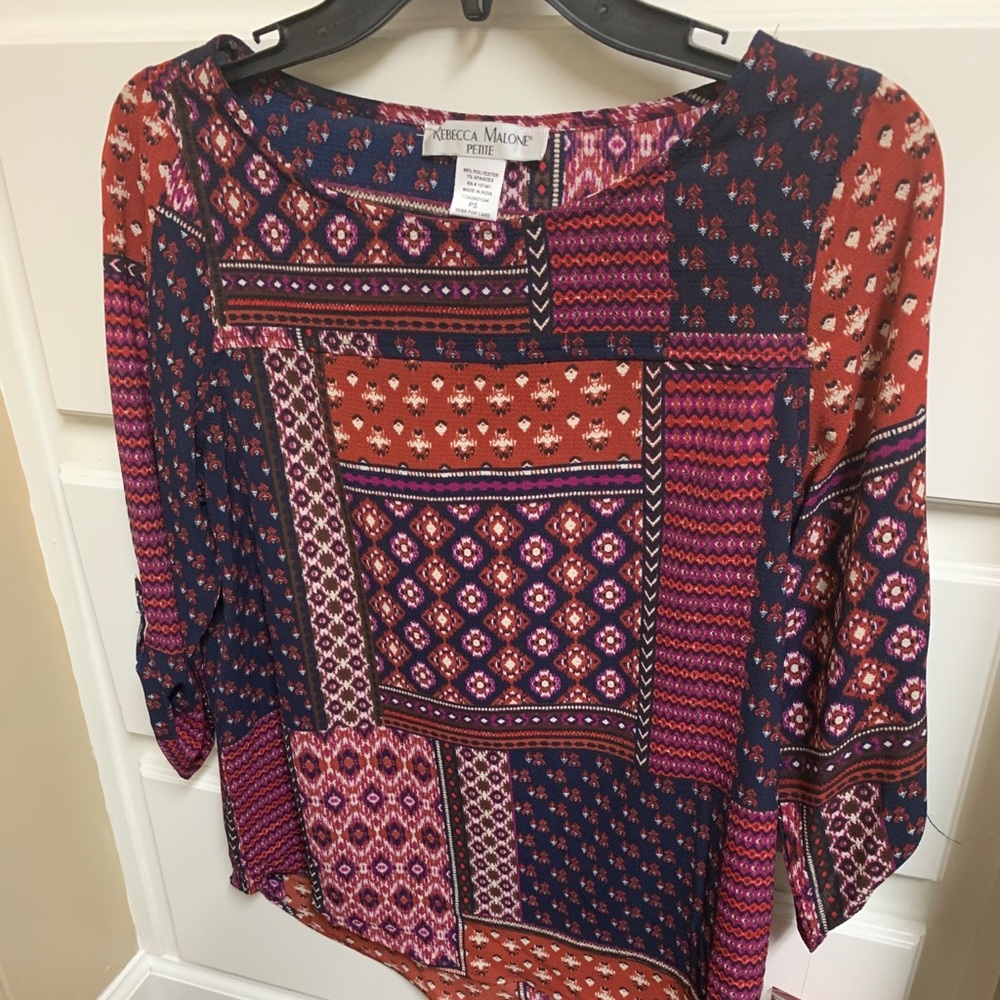 Maroon and orange purple pattern blouse